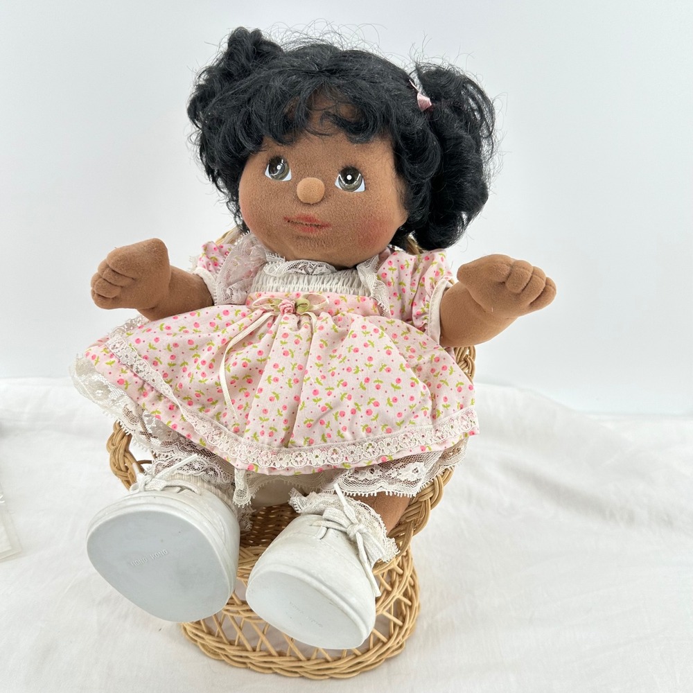 Vintage Mattel My Child Doll African American Pink Floral Dress 1985 Nostalgia